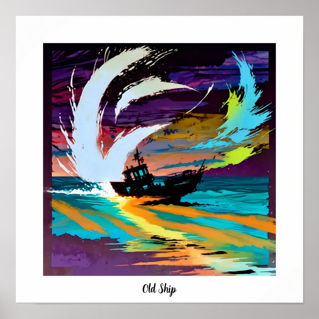 Affiche Ancien navire Abstrait (Devant)