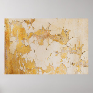 Affiche Ancien stucco jaune fond abstrait, vieilli, antiqu
