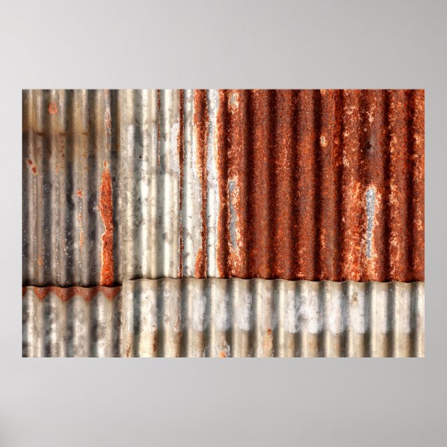 Affiche ancien zine et fond de texture ondulée rouillée.  (Devant)