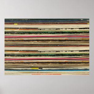 Affiche Ancienne boîte de disques empilée en oreiller, vi