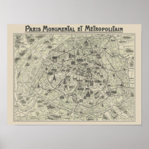 Affiche Ancienne carte de Paris