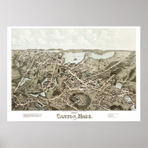 Affiche Ancienne carte du Canton, Massachusetts en 1878