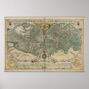 Affiche Ancienne carte du monde 1700