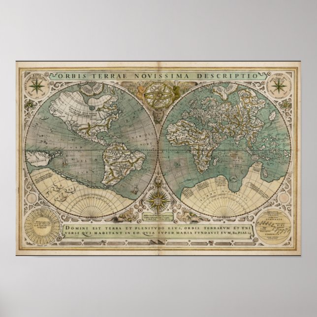 Affiche Ancienne carte du monde 1700 (Devant)