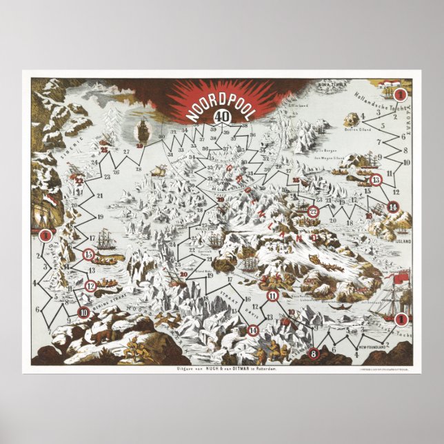 Affiche Ancienne carte du pôle nord (Devant)