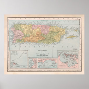 Affiche Ancienne carte Porto Rico (1912)