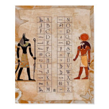 Affiche ancienne de l'alphabet hiéroglyphique égyp