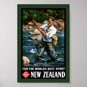 Affiche ancienne de Nouvelle-Zélande restaurée