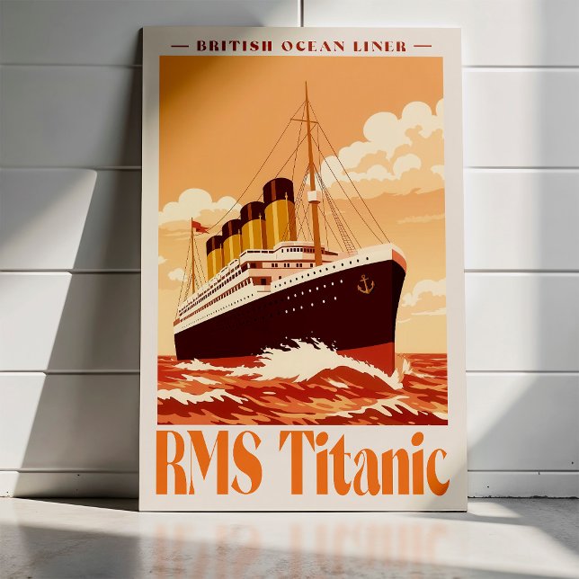 Affiche ancienne du RMS Titanic. Art rétro de paqu (RMS Titanic Vintage Poster. Retro Ocean Liner Art. Poster)
