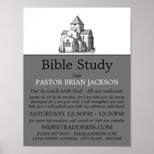 Affiche Ancienne Église Sketted, Christian Bible Class Adv