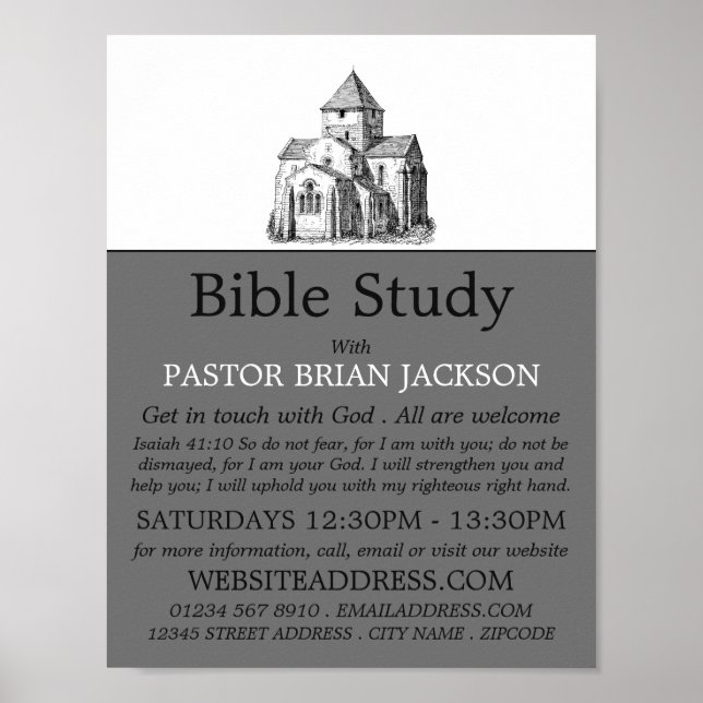 Affiche Ancienne Église Sketted, Christian Bible Class Adv (Devant)