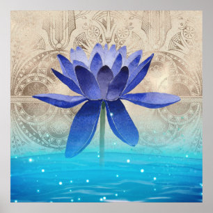Affiche Ancienne Egypte Styled Magic Blue Lotus Flower