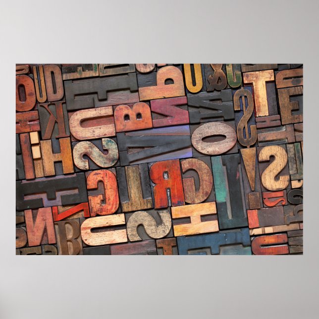 Affiche ancienne lettrerpresse blocs ing avec encre couleu (Devant)