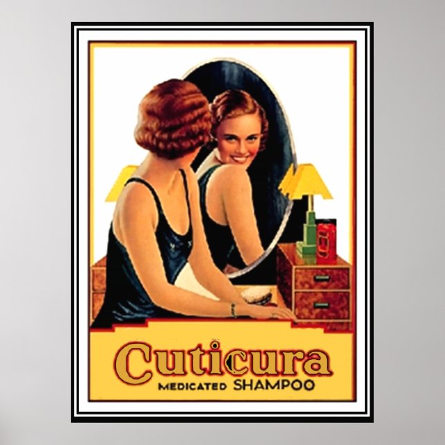Affiche ancienne pour shampooing médicamenteux Cut (Devant)