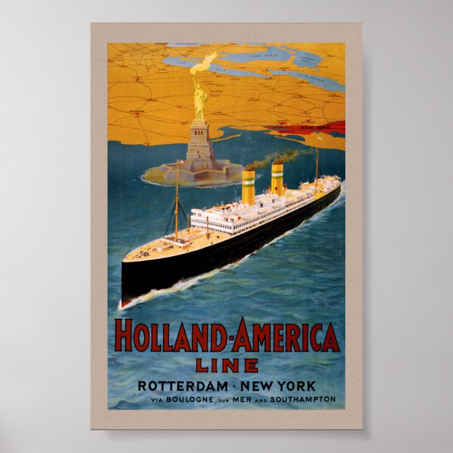 Affiche ancienne restaurée de Holland America Line (Devant)