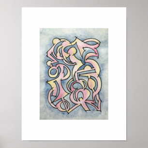 Affiche Ancienne serrure - Art abstrait à l'aquarelle pein