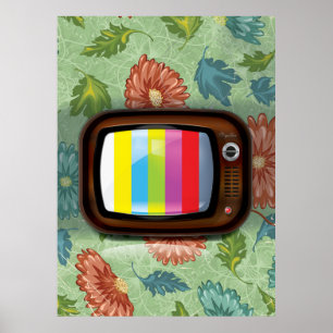 Affiche Ancienne télévision CRT vintage