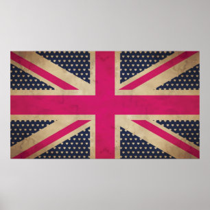 Affiche Ancienne Union Jack en rose Poster/Imprimer