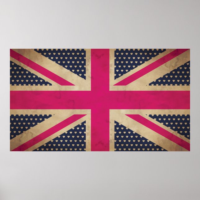Affiche Ancienne Union Jack en rose Poster/Imprimer (Devant)