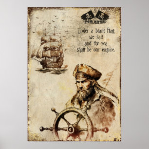 Affiche Anciens pirates du navire des Caraïbes Capitaine D