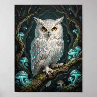 Affiche Ancient Crystalline Owl in Magical Grotto