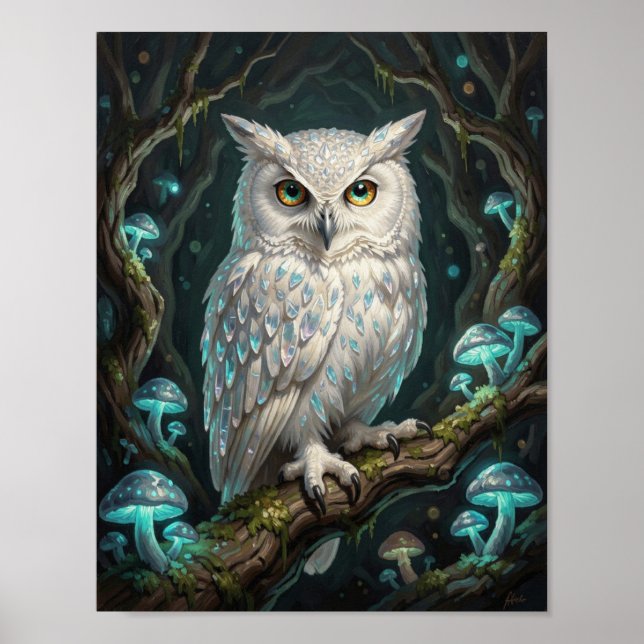 Affiche Ancient Crystalline Owl in Magical Grotto (Devant)