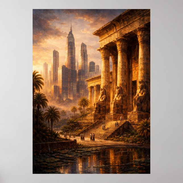 Affiche Ancient Egypt Future Skyline Art (Devant)