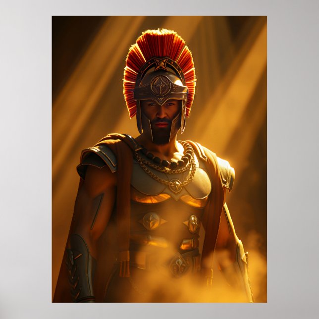 Affiche Ancient Spartan Warrior in Golden Sunlight (Devant)