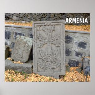 Affiche Ancient stone crosses (khachkars) in Armenia