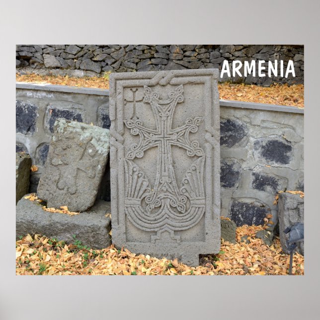 Affiche Ancient stone crosses (khachkars) in Armenia (Devant)