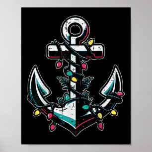 Affiche Ancre de bateau de Noël Xmas Marin Croisière Homme