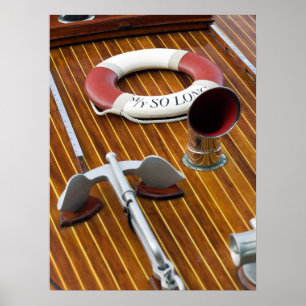 Affiche Ancre Et Bouée De Vie Sur Un Bateau En Bois