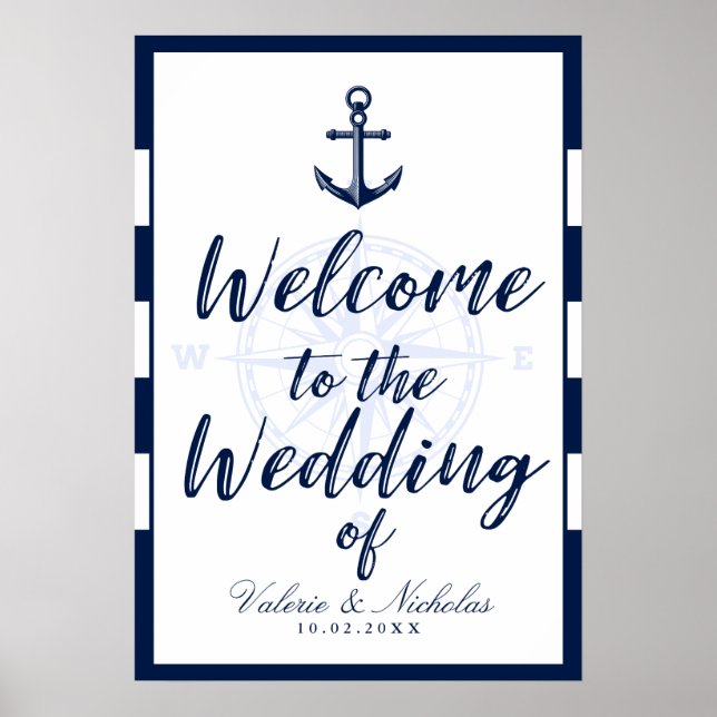 Affiche Ancre | Mariage nautique | Bienvenue (Devant)