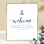 Affiche Ancre Mariage nautique Dîner de répétition Bienven<br><div class="desc">Nous avons donné à cette simple et animée affiche de bienvenue de la répétition mariage un modèle de panache avec "Welcome" dans une police moderne fluide. Nous aimons les fleurs stylisées et allongées aux deux extrémités du mot. Nous avons également inclus un accent nautique, avec une ancre au-dessus du texte....</div>
