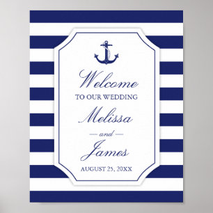Affiche Ancre nautique   Bleu Mariage
