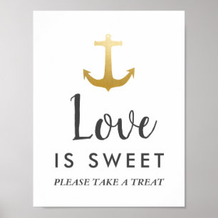Affiche Ancre Nautique Faux Gold Foil   Connexion Mariage