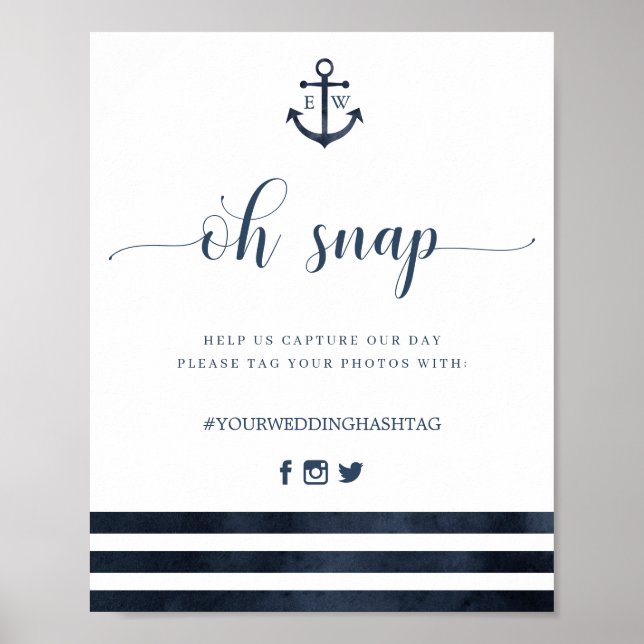 Affiche Ancre nautique Mariage Oh Snap Sign (Devant)