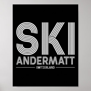 Affiche Andermatt Station de ski Alpes suisses Ski Suisse