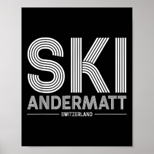 Affiche Andermatt Station de ski Alpes suisses Ski Suisse