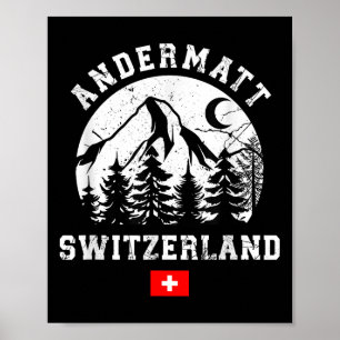 Affiche Andermatt Suisse Station de ski Alpes Ski Alpin