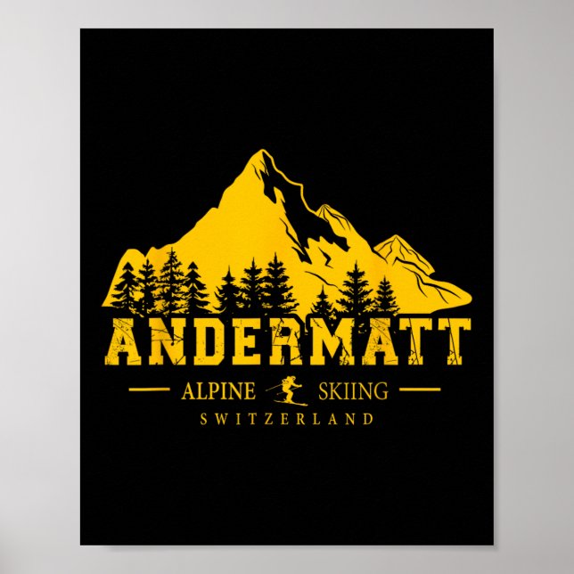 Affiche Andermatt Suisse Station de ski alpin Ski Swi (Devant)