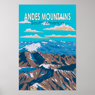 Affiche Andes Mounts Amérique du Sud Voyage Art Vintage