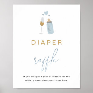 Affiche ANDI Blue Poppin' Bouteilles Baby Diaper Raffle Je