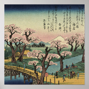 Affiche Ando Hiroshige - Evening Glow at Koganei Bridge