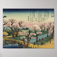 Ando Hiroshige - Evening Glow at Koganei Bridge.