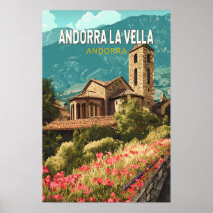 Affiche Andorra la Vella Voyage Art Vintage