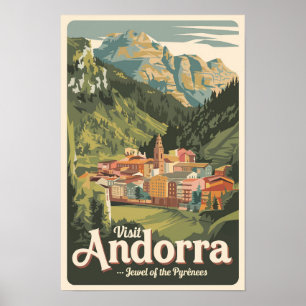 Affiche Andorre Illustration Voyage Art Vintage