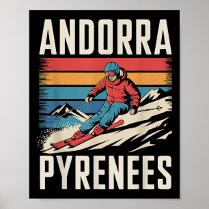 Affiche Andorre Pyrénées Station de ski, Ski Alpin amusant