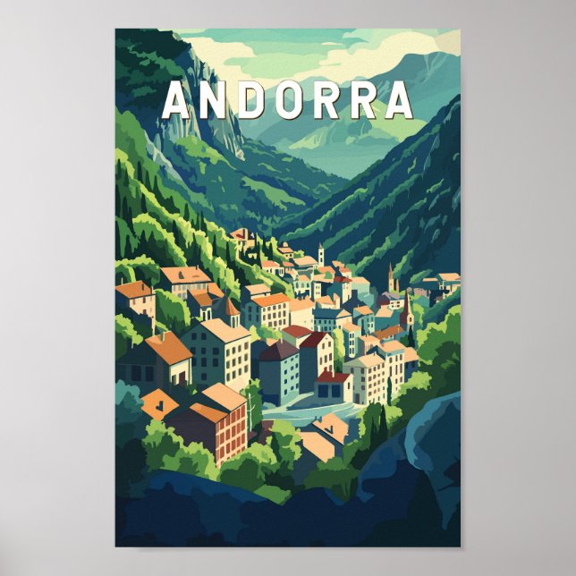 Affiche Andorre Travel Art Vintage (Devant)