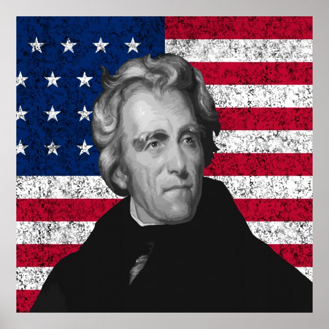 Affiche Andrew Jackson et le drapeau américain (Devant)